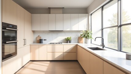 Modern Minimal Kitchen with Natural Light and Clean Lines