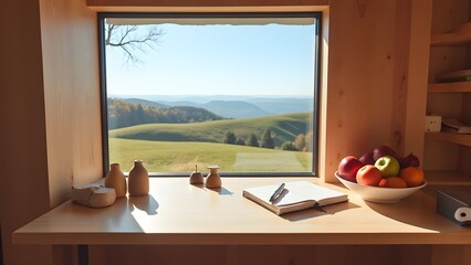 Cozy Workspace with Scenic Hill View