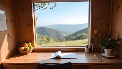 Cozy Workspace with Scenic Hill View