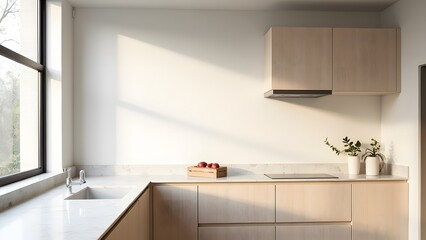 Minimalist Kitchen Design with Soft Natural Light