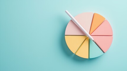 Obraz premium A vibrant and colorful pie chart illustrating market share distribution, with clear segment labels, ideal for business presentations and market analysis.