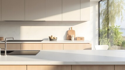 Modern Minimal Kitchen with Natural Light and Clean Lines