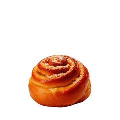 Fototapeta premium Freshly baked sticky bun with rising steam transparent background warm bakery delight