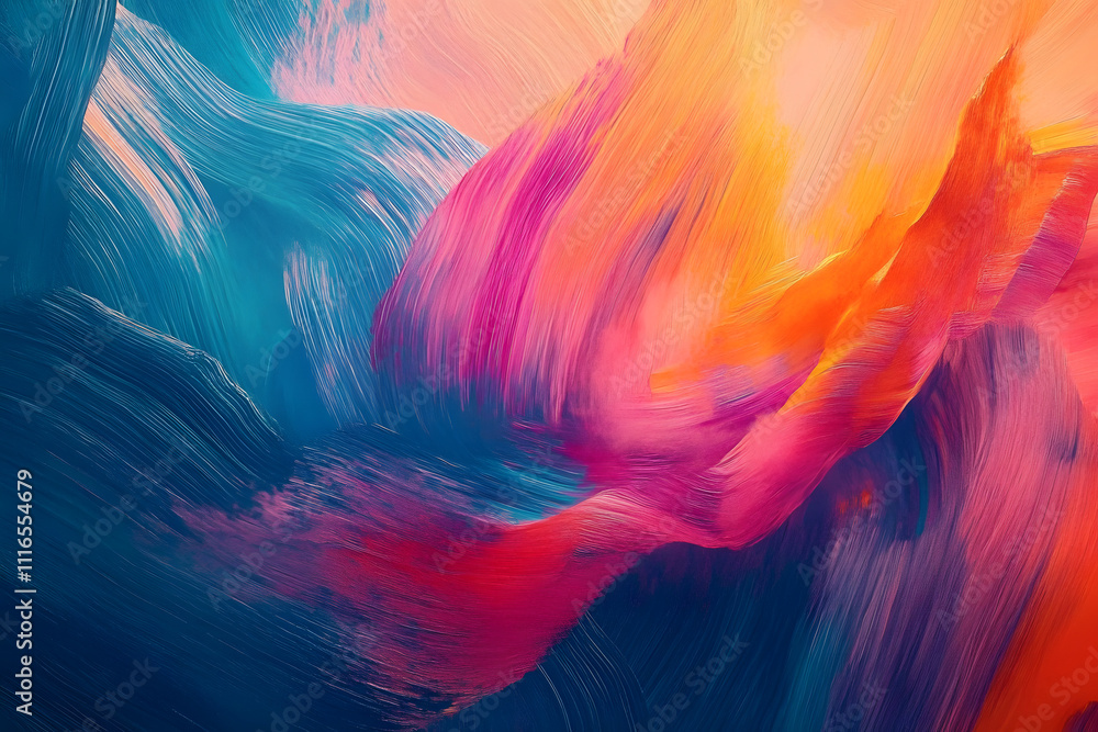 Poster painterly texture abstract background using bold bright brushstrokes with a contrasting color palett