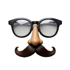 Classic comedic props novelty glasses with fake nose and mustache transparent background for fun events