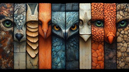 Animal patterns displayed on various species in a creative design