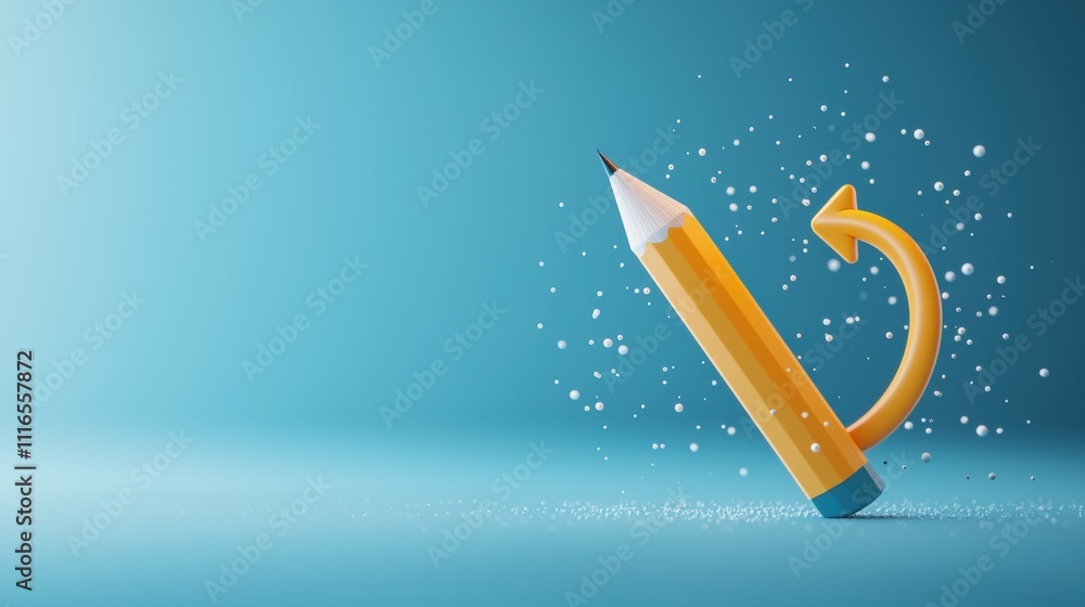 Poster a pencil icon with a curved arrow wrapped around it, representing the undo or redo function in digit