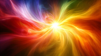 Obraz premium Vibrant, swirling light explosion in rainbow colors.