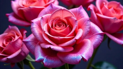 bouquet of fresh pink roses close up