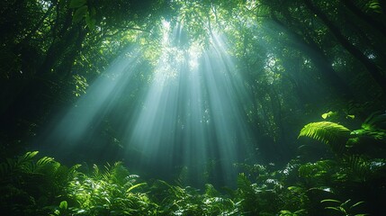 Obraz premium Animals in dense forests with dappled sunlight filtering through the canopy