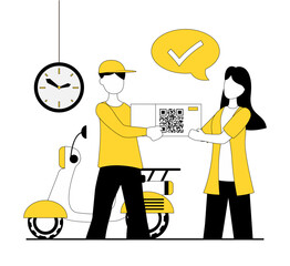 Delivery. The courier takes the parcel to the customer