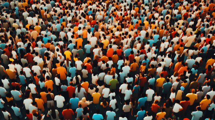 Obraz premium Large crowd of diverse people. paper cut out style