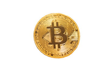 one isolated bitcoin with transparent background