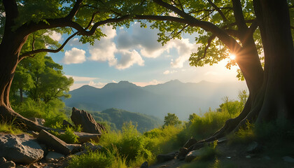 Obraz premium sunset in the mountains