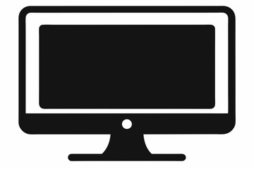 Black Vector Silhouette of a Touchscreen Monitor Minimalist Art Design