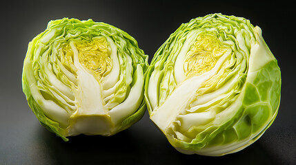 Obraz premium Cabbage isolated on white. Half-cut cabbage.