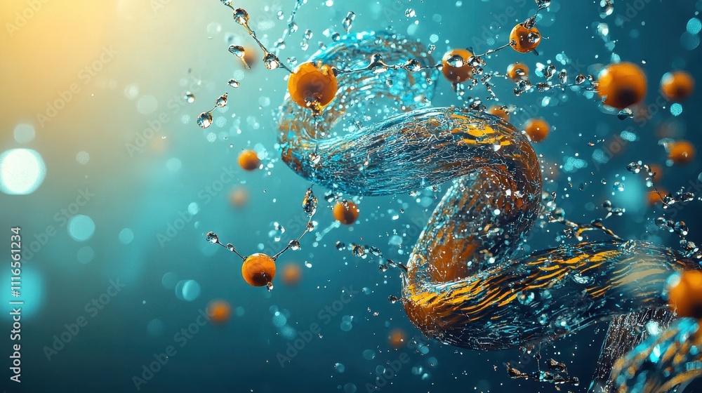 Aufkleber Bonding of water molecules in a dynamic fluid environment a 3d visualization of molecular interactions and structures for scientific exploration