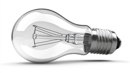 A Clear Incandescent Light Bulb, Isolated on White Background,