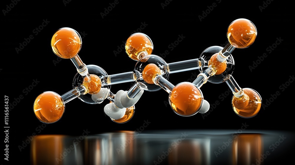 Poster illuminating oxygen molecule closeup laboratory setting scientific visualization dark background mac