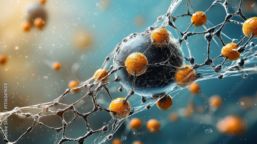 Poster Colorful representation of molecules forming a crystal structure laboratory environment digital art scientific visualization macro viewpoint molecular science