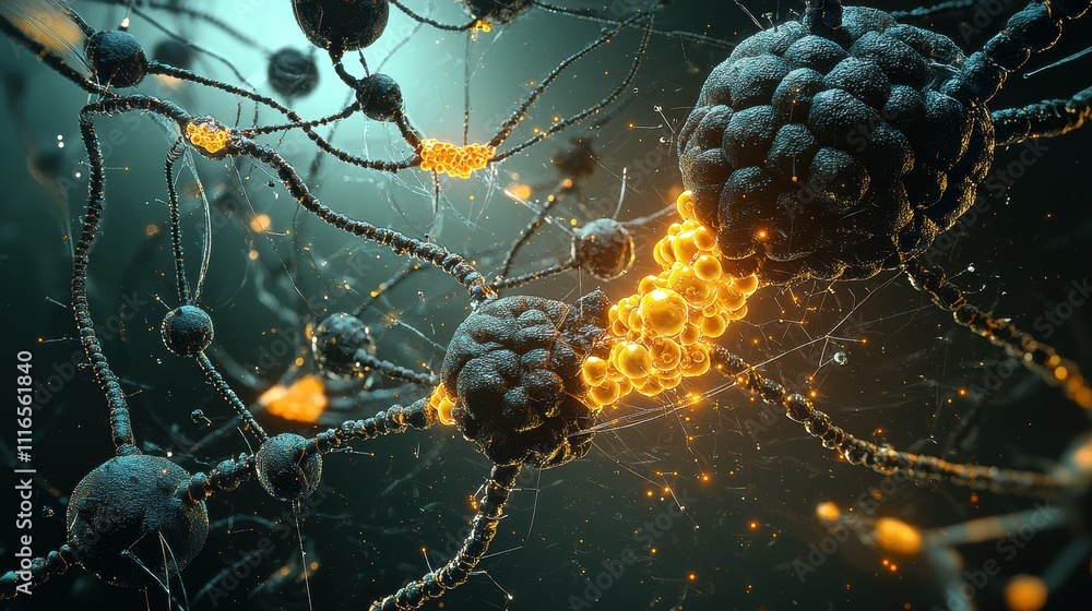Poster Exploring molecular connections a complex network of glowing bonds in a scientific environment from a microscopic viewpoint