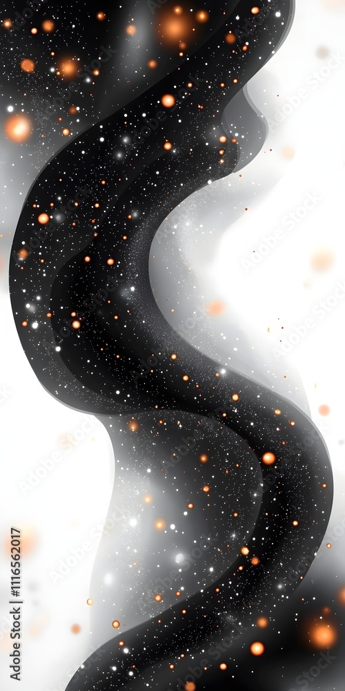 Aufkleber a mesmerizing abstract cosmic design featuring swirling waves of black and white intermixed with shi