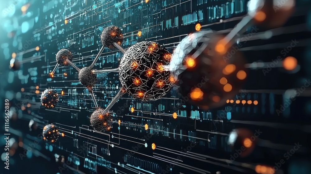 Leinwandbilder Exploring molecular structures a futuristic visualization in digital science environments from a scientific perspective