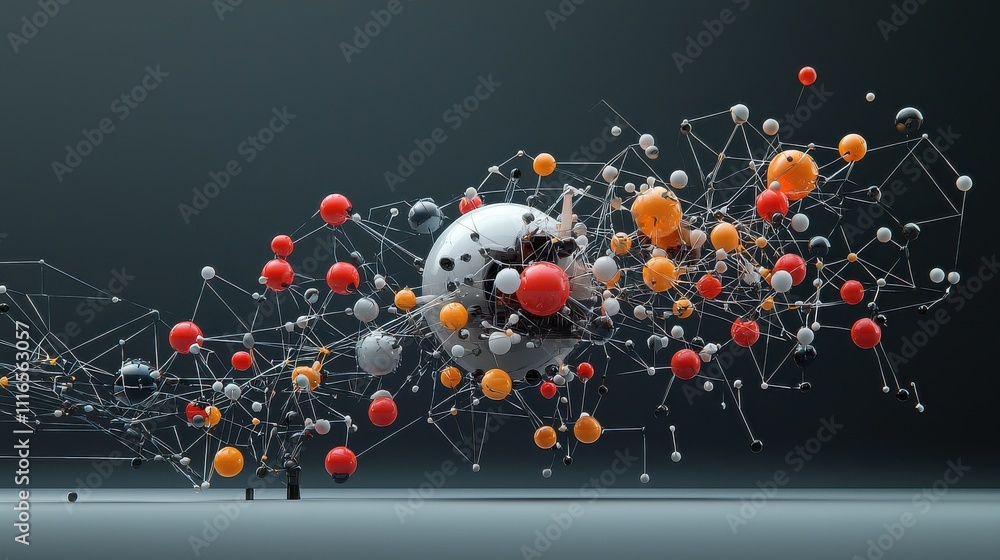 Poster Illuminating molecular structure illustrating a synthetic standard in a laboratory environment from a scientific perspective