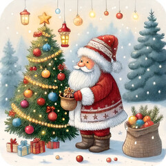 Santa Claus and Christmas tree