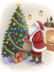 Santa Claus and Christmas tree