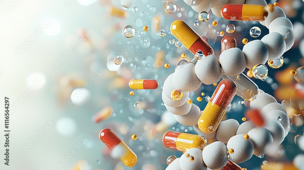 Aufkleber Visualizing molecular dynamics of insulin scientific laboratory 3d model vibrant background educational perspective biochemistry insights for effective seo impact