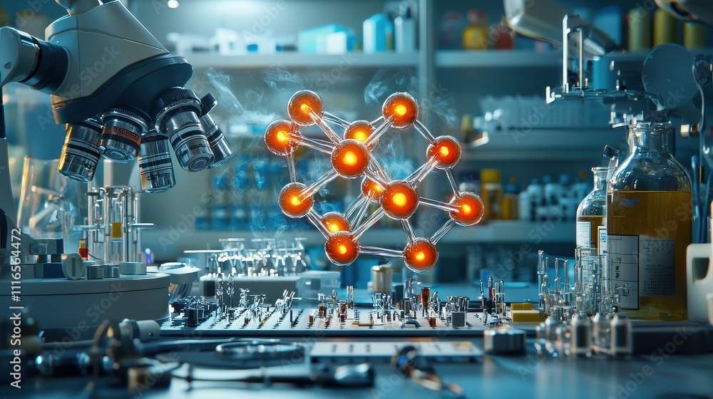Poster illuminating the molecular structure of ethanol in a laboratory environment a scientific exploration