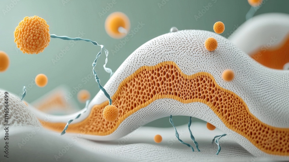 Aufkleber Exploring molecular diffusion across a semi-standard membrane a scientific visualization of diffusion processes in biological environments