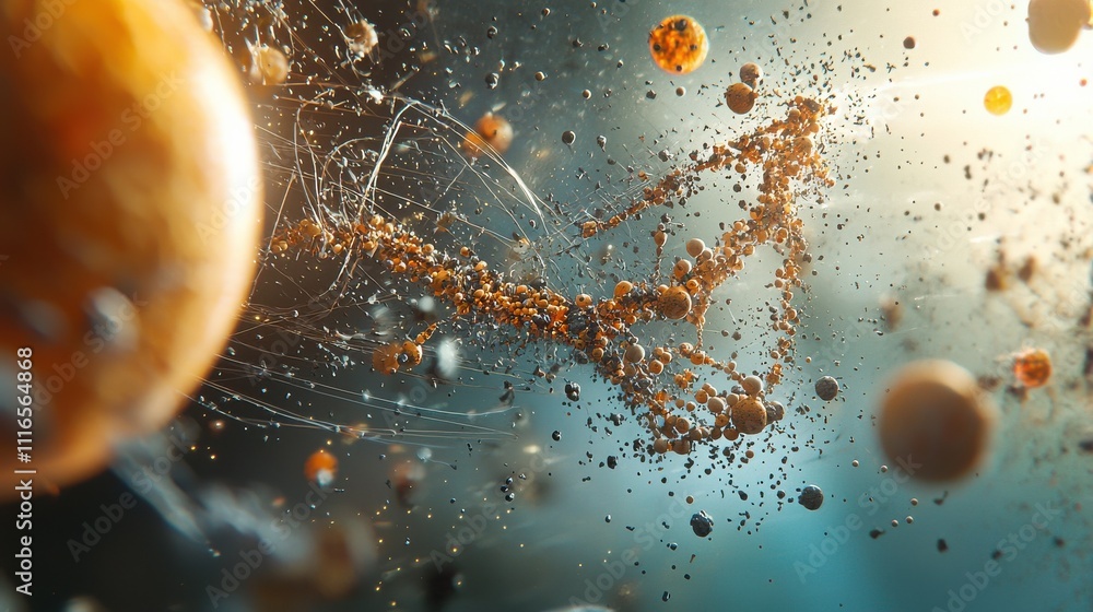 Aufkleber Molecules transforming into large standards in a surreal cosmic environment a visual exploration of scientific concepts
