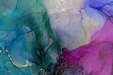 Naklejka premium Original artwork photo of marble ink abstract art. High resolution photograph from exemplary original painting. Abstract painting was painted on HQ paper texture to create smooth marbling pattern.