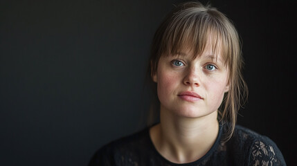  Portrait of Determined women with down syndrome, disability, Diversity concept.