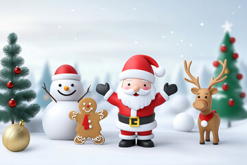 festive 3D characters celebrating winter magic