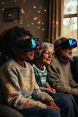 Fototapeta premium Technology and Generations: Family Bonding Through Virtual Reality