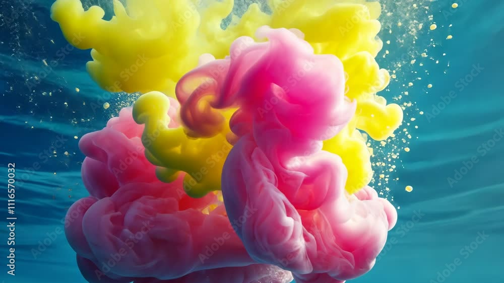 Aufkleber vibrant colors swirl and mix underwater creating stunning abstract patterns and textures