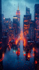 Rainy night in New York City.