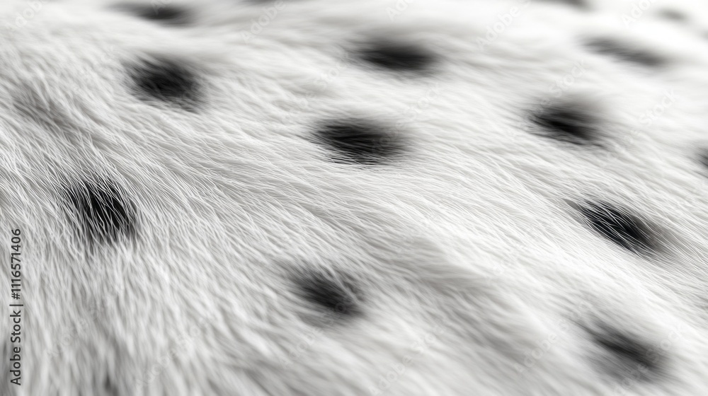 Poster a close-up view showcases the delicate fur texture featuring contrasting black spots on a white back