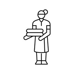 housekeeping hospitality hotel line icon vector. housekeeping hospitality hotel sign. isolated contour symbol black illustration
