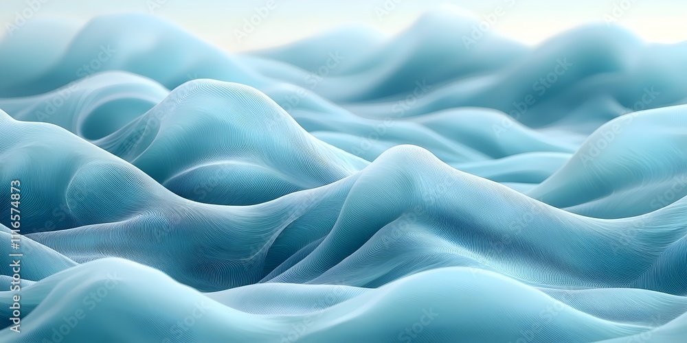 Aufkleber a serene abstract representation of soft, flowing waves in various shades of blue, creating a calmin