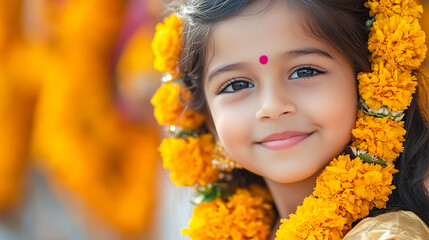 Indian girl with flowers