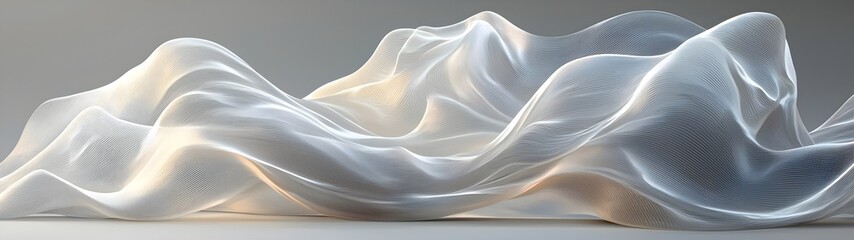 Obraz premium Soft, flowing white fabric drapes gracefully, creating a serene and ethereal ambiance. The gentle curves and light play add depth and tranquility to the composition.