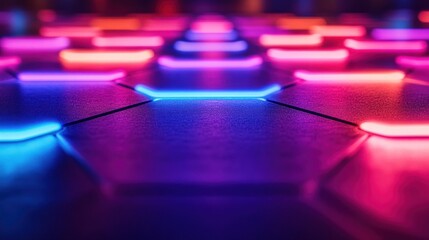 Abstract hexagonal neon lights.