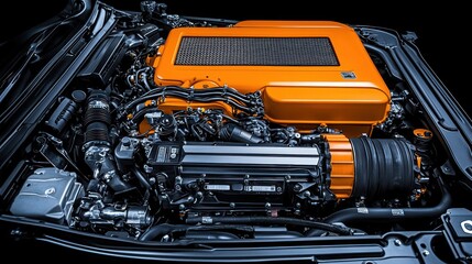 Fototapeta premium High-Performance Engine: A Close-Up View of a Powerful Automotive Engine