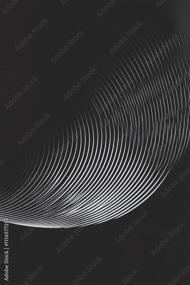 Poster a minimalistic circular wave pattern with contrasting light and dark shades.