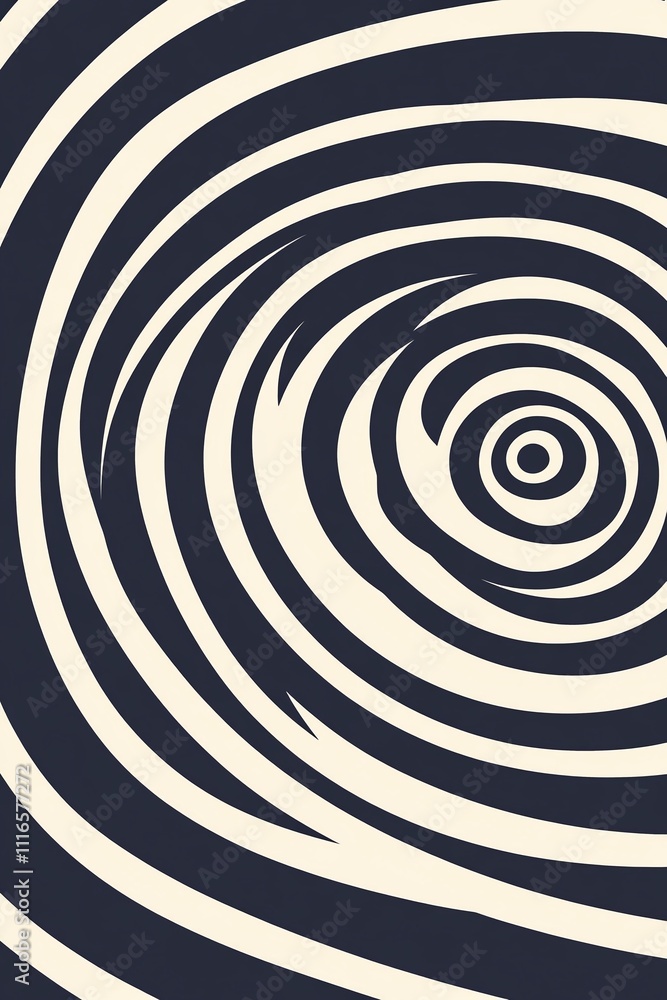 Poster a minimalistic circular wave pattern with contrasting light and dark shades.
