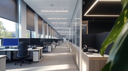 Obraz premium Modern Office Space with Integrated Smart Technology Features